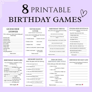 Printable Birthday Party Games – 8 Fun Games for Kids, Teens, Adults, Women – Birthday Trivia, Mad Libs, Icebreakers – PDF Download
