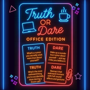 Office Truth or Dare Game – Printable Work Party Icebreaker, Digital Download Team Building, Fun Meeting Activity, Office Happy Hour Game