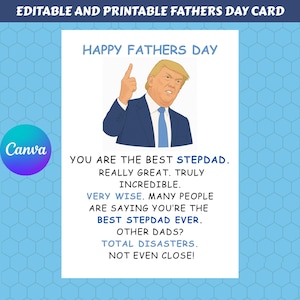Carte Trump beau-père, carte de fête des pères, carte Trump meilleur beau-père, modifiable imprimable pour beau-père, cadeau fête des pères de son beau-fils ou de sa fille