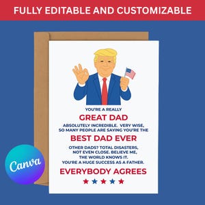 Cartão engraçado de Dia dos Pais de Trump para imprimir, Cartão de felicitações para pai e filha, Primeiro presente de Dia dos Pais, Feliz Dia dos Pais para padrasto, Download instantâneo