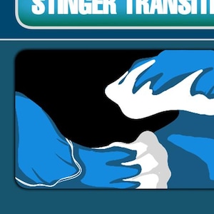 May include: A blue and white abstract design with a black background. The design resembles a wave or a flowing liquid.