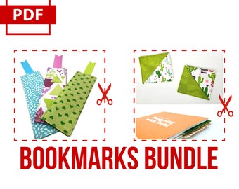 Bookmarks Bundle Sewing Patterns in PDF - Easy Fabric and Corner Bookmarks