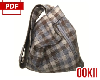 Japanese Knot Bag Sewing Pattern with zipper pocket - Easy to sew Hobo Shoulder Bag