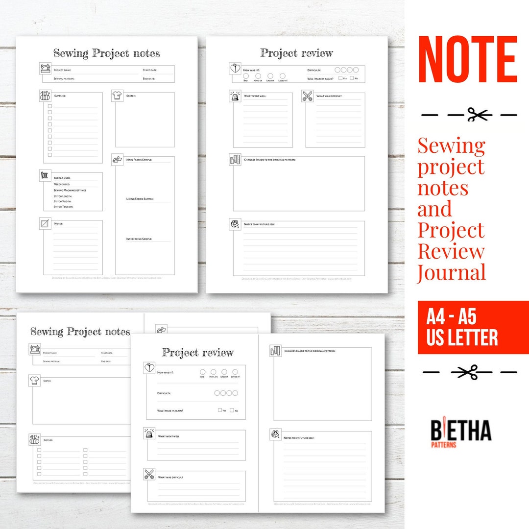 Sewing Journal PDF: Project Notes and Review Printable - Etsy