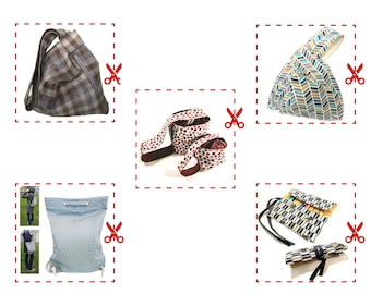 5 patrones de costura PDF: 4 bolsas y 1 accesorio