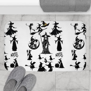 Witchy badmat, magische Trick or Treat badkamerdecor, Halloween-huisaccessoire, gezellig heksdecor, cadeau voor heksen, decor spookachtig seizoen