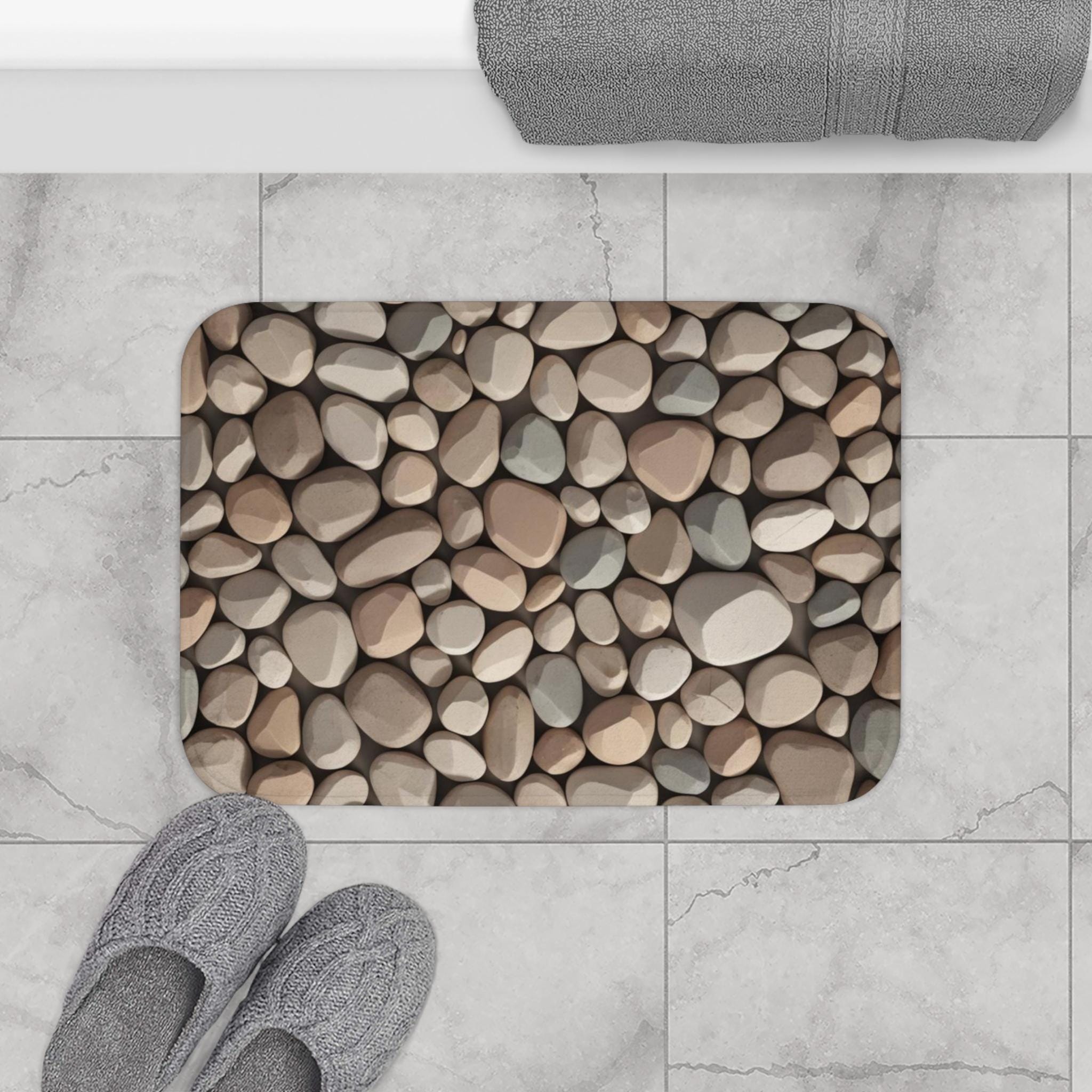 Pebble Stone Bath Mat River Rock Print Nature Lover Rug Forest River pebble-stone-bath-mat-river-rock-print-nature-lover-rug-forest-river
