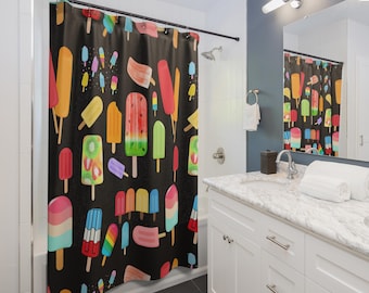 Colorful Popsicle Shower Curtain, Fun Bathroom Decor, Summer Vibes, Kids Room, Unique Gift, Pool Party Theme, Child Teens