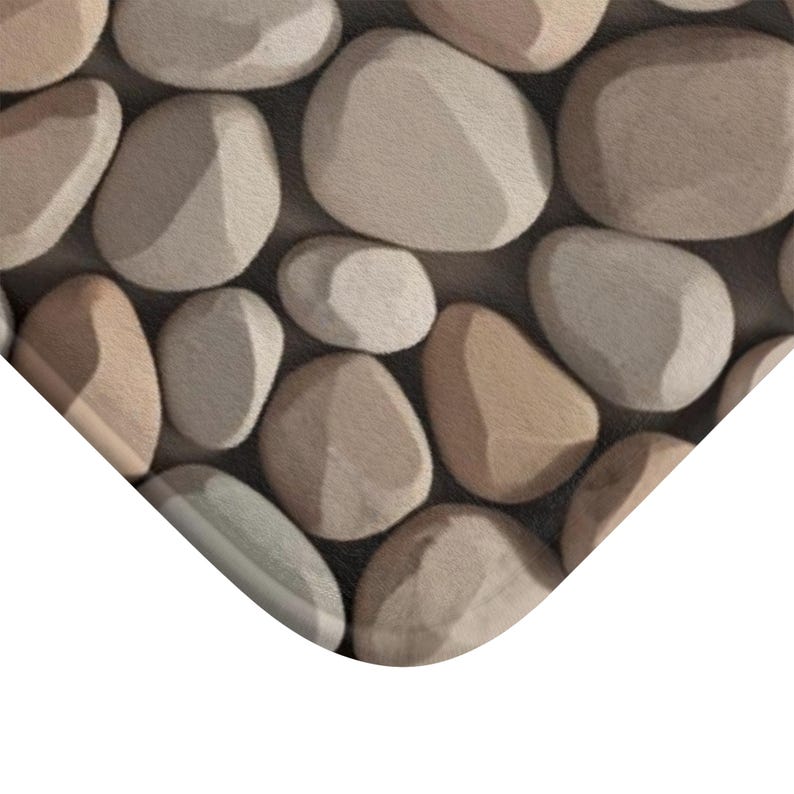 Rocks Spa Rug Pebble Stone Bath Mat, River Rock Print, Nature Lover Rug, Forest River ...