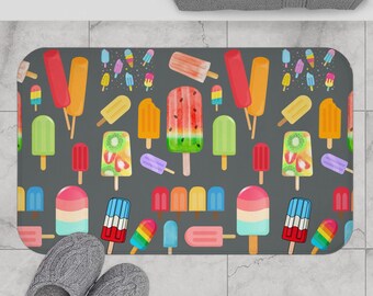 Colorful Popsicle Bath Mat, Fun Bathroom Decor, Summer Vibes, Kids Child Teen Baby Room Accessory, Bright Floor, Gifts for Home, Spa Luxury