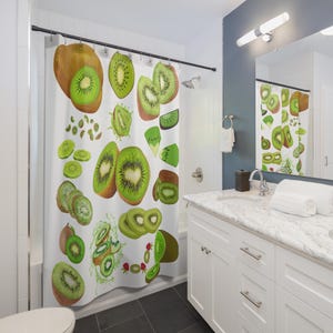 Fresh Kiwi Shower Curtain, Fruit-Themed Tropical Bathroom Decor, Unique Green Home Accent, Perfect for Summer Vibes, Gift for Fruit Lovers