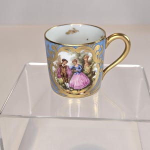 Antique Sevres Handpainted Blue Porcelain Demitasse Cup