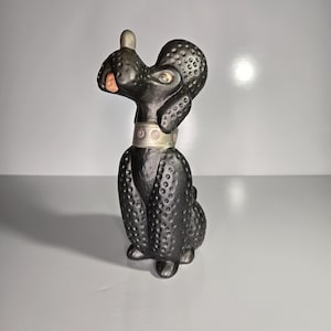 Vintage Ceramic Black Poodle Figurine | 8&quot; Hobbyist Dog Statue | MCM Animal Décor