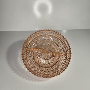 Vintage Pink Depression Glass Relish Dish | Divided Serving Tray | Art Deco Glassware | Blush Pink Candy or Pickle Dish