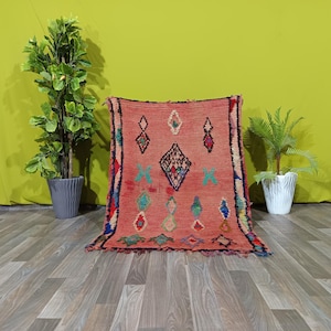 tapis marocain vintage 3,4 x 4,6 pi - tapis marocain vintage - authentique tapis Boujaad - tapis de coureur berbère - tapis d&#39;art coloré fait main