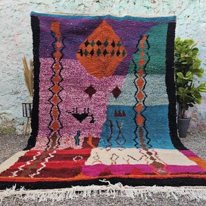 Amazing Multicolored Rug - Custom Fabulous Boujaad Rug - Beni Ourain Rug - Handmade Rug - Moroccan Berber Rug - Traditional Moroccan Carpet