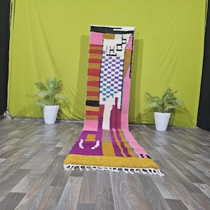 CUSTOM MOROCCAN RUNNER Rug -  Handmade Abstract Hallway Rug- Authentic Moroccan Wool Rug- Narrow Morrocan Rug - Berber Runner Rug