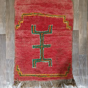 Vintage Berber Wool Rug-  Small Antique Boujaad Rug - Berber Wool Handmade Rug - Small Moroccan Rug - boho Rug