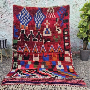 Moroccan Rug - Handmade Wool- Rug- Bohemian- Boho Rug- Moroccan Boujad-  Moroccan- Antique Rug- Custom Rug-berber Rug -Free Shipping