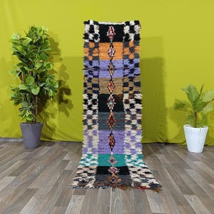 Vintage Berber 2,2x 7,5 ft,Runner Rug Vintage Morrocan, Small Vintage Moroccan Runner, Colorful Moroccan Runner Rug, Moroccan Runner