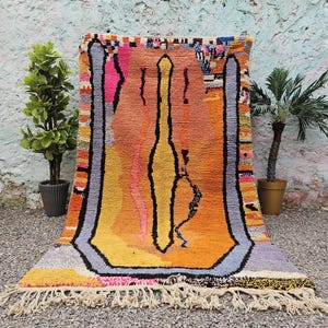 Custom Fabulous Boujad Rug, Authentic Moroccan Rug, Azilal Rug, Abstract Multicolored Carpet, Handmade Moroccan Rug, Bohemian Rug