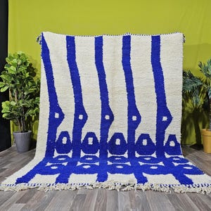 Moroccan Rug Blue - Berber Rug - Custom Moroccan Rug - Beni ourain Rug - Handmade Rug - Plain wool Rug - Solid Blue Rug - Custom Made Rugs
