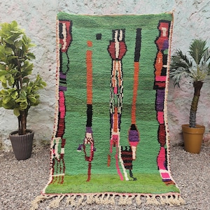 Green Moroccan Rug - Custom Beni ourain Rug - Handmade Rug- Green Area Rug - Area Rugs for Living room - Wool Berber Rug- Moroccan rug 10x14