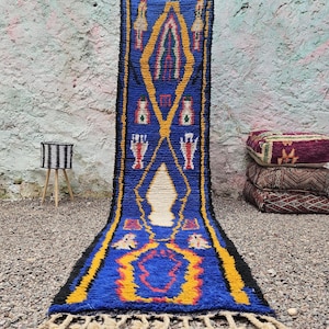 MOROCCAN HALLWAY RUG, Moroccan Rug Runner Blue Handmade Runner Rug, Custom Runner Rug, Handmade Runner carpet, Narrow morrocan Blue rug