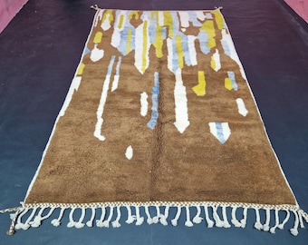 Moroccan Brown Rug - Solid area Rug - Colorful Berber Rug - Moroccan Rug -Brown Plain Rug - Custom Rug - Handmade Rug - Beni ourain Rug.
