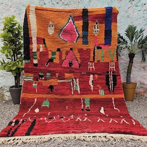 Beni ourain Rug - Berber Boujaad Area Rug- Custom Rug- Morocco Rug For Living Room-ivory Rug-Handmade wool Rug - Custom moroccan Rug