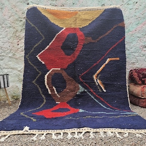 Moroccan rug blue , Berber rug Blue , Custom Moroccan rug , Beni ourain rug , Handmade rug , Abstract Wool rug , blue rug