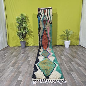 CUSTOM MOROCCAN RUNNER Rug -  Handmade Abstract Hallway Rug- Authentic Moroccan Wool Rug- Narrow Morrocan Rug - Berber Runner Rug
