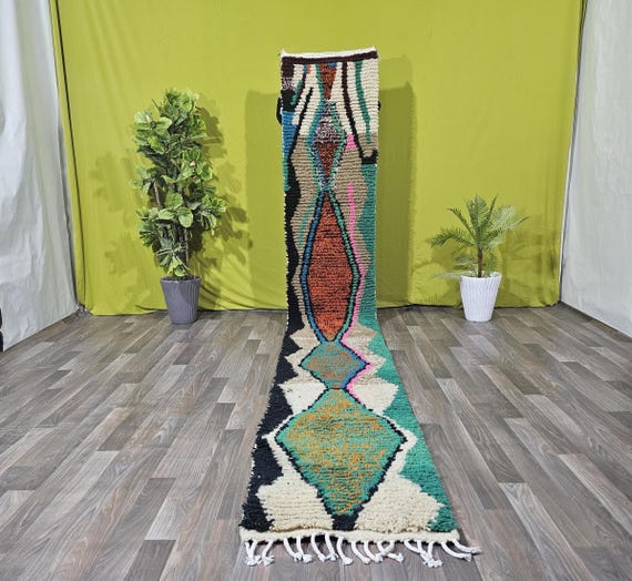 CUSTOM MOROCCAN RUNNER Rug -  Handmade Abstract Hallway Rug- Authentic Moroccan Wool Rug- Narrow Morrocan Rug - Berber Runner Rug