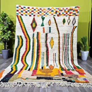 NEUTRAL MOROCCAN RUG, Geometric Beni Ourain Rug, Handmade Wool Carpet, Custom Made Area Rug, Berber Rug, Minimalist Interiors