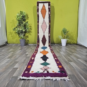 CUSTOM MOROCCAN RUNNER Rug -  Handmade Abstract Hallway Rug- Authentic Moroccan Wool Rug- Narrow Morrocan Rug - Berber Runner Rug
