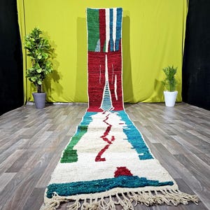 AMAZING CUSTOM RUNNER Rug , Moroccan Handmade Runner Rug, Sheep Wool Rug, Colorful  Runner Rug, Tribal Berber Carpet, Authentic Runner Rug