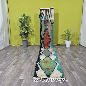 CUSTOM MOROCCAN RUNNER-  Handmade Abstract Hallway Rug- Authentic Moroccan Wool Rug- Narrow Morrocan Rug - Berber Runner Rug
