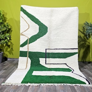 Tappeto verde - Tappeto Beni Ourain - Tappeto marocchino autentico - Tappeto Beni Ourain personalizzato - Tappeto Ara - Grande tappeto marocchino - Tappeti per soggiorno - Tappeto personalizzato