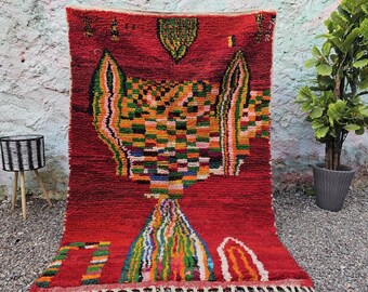 Grand Tapis Marocain Berbère En Laine 5x8.5 Ft – Tissé Main – Style Boho Chic