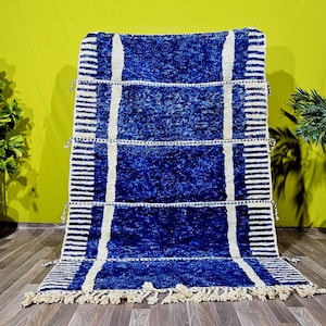 Moroccan Rug blue - Berber Rug - Custom Moroccan Rug - Beni ourain Rug - Handmade rug - Abstract Wool Rug - blue Rug - moroccan blue Rug