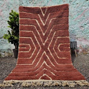 Moroccan Brown Rug - Solid area Rug - Berber Rug - Moroccan Rug -Brown Plain Rug - Custom Rug - Handmade Rug - Beni ourain Rug