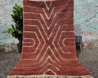 Moroccan Brown Rug - Solid area Rug - Berber Rug - Moroccan Rug -Brown Plain Rug - Custom Rug - Handmade Rug - Beni ourain Rug
