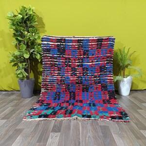 Vintage Checkered Rug, Moroccan Beni Ourain Carpet, Handmade Berber Rug, Sheep Wool Rug, Moroccan Rug, Beni Rug, Beautiful Rug