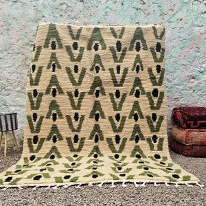 Amazing Rug - Custom Moroccan Rug - Beni Ourain Rug - Handmade Rug - Moroccan Berber Rug - Traditional Moroccan Carpet- Green Rug