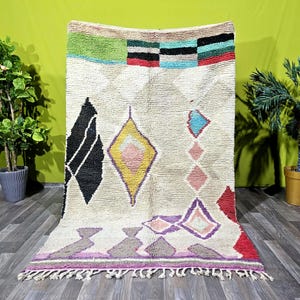 UNIQUE Colorful Moroccan Rug - Original Multicolor Rug-  Custom Colorful Rug- Bohemian Style Multicolor Rug For Living Room