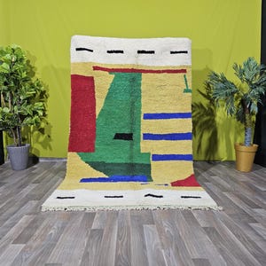 Amazing Multicolored Rug - Custom Fabulous Boujaad Rug - Beni Ourain Rug - Handmade Rug - Moroccan Berber Rug - Traditional Moroccan Carpet