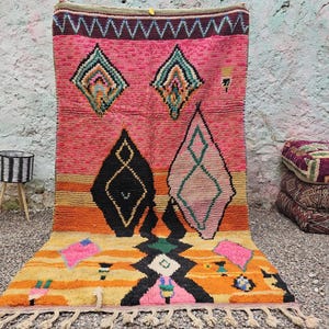 Alfombra marroquí rosa de 10x15 cm - Alfombra Beni Ourain - Alfombra de lana - Alfombra hecha a mano - Alfombra rosa - Alfombras para salón - Alfombra bereber - Alfombra marroquí