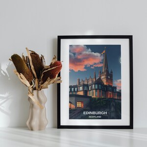 Affiche d'Édimbourg - art mural Écosse - art mural Édimbourg - escapade citadine en Écosse - impression de voyage en Écosse - impression de château - carte postale de voyage -