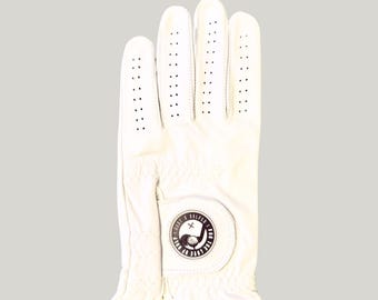Nur ein Golfer Signature Golfhandschuh, linker Handschuh für Rechtshänder Golfer, weißer Herren Golfhandschuh, weicher Leder Golfhandschuh, Golf Geschenk