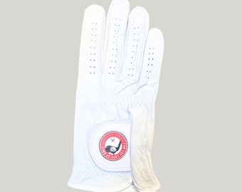 Rechterhandschoen voor lefty golfer, Just A Golfer Special Edition golfhandschoen, zachte rood-witte leren golfhandschoen heren, golfhandschoen lefty golfer